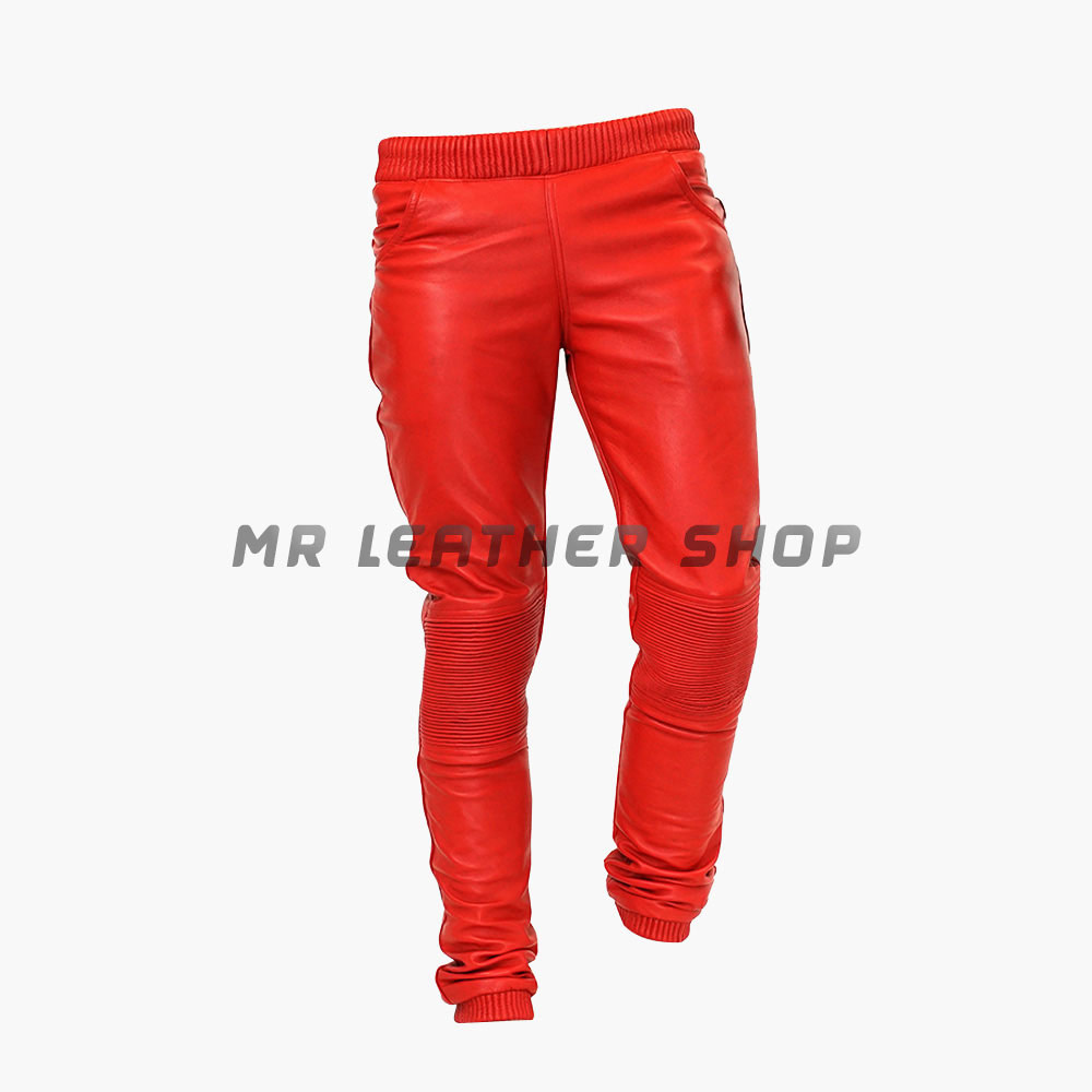 red leather trousers zara